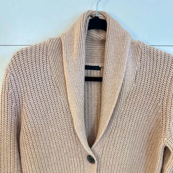 ATM S tan cable knit exaggerated collar oversized grandma cardigan traditional - Picture 6 of 13